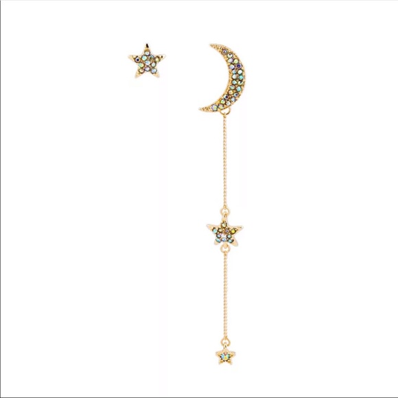 • Ivy • Asymmetrical Moon + Stars Earrings - Picture 3 of 4